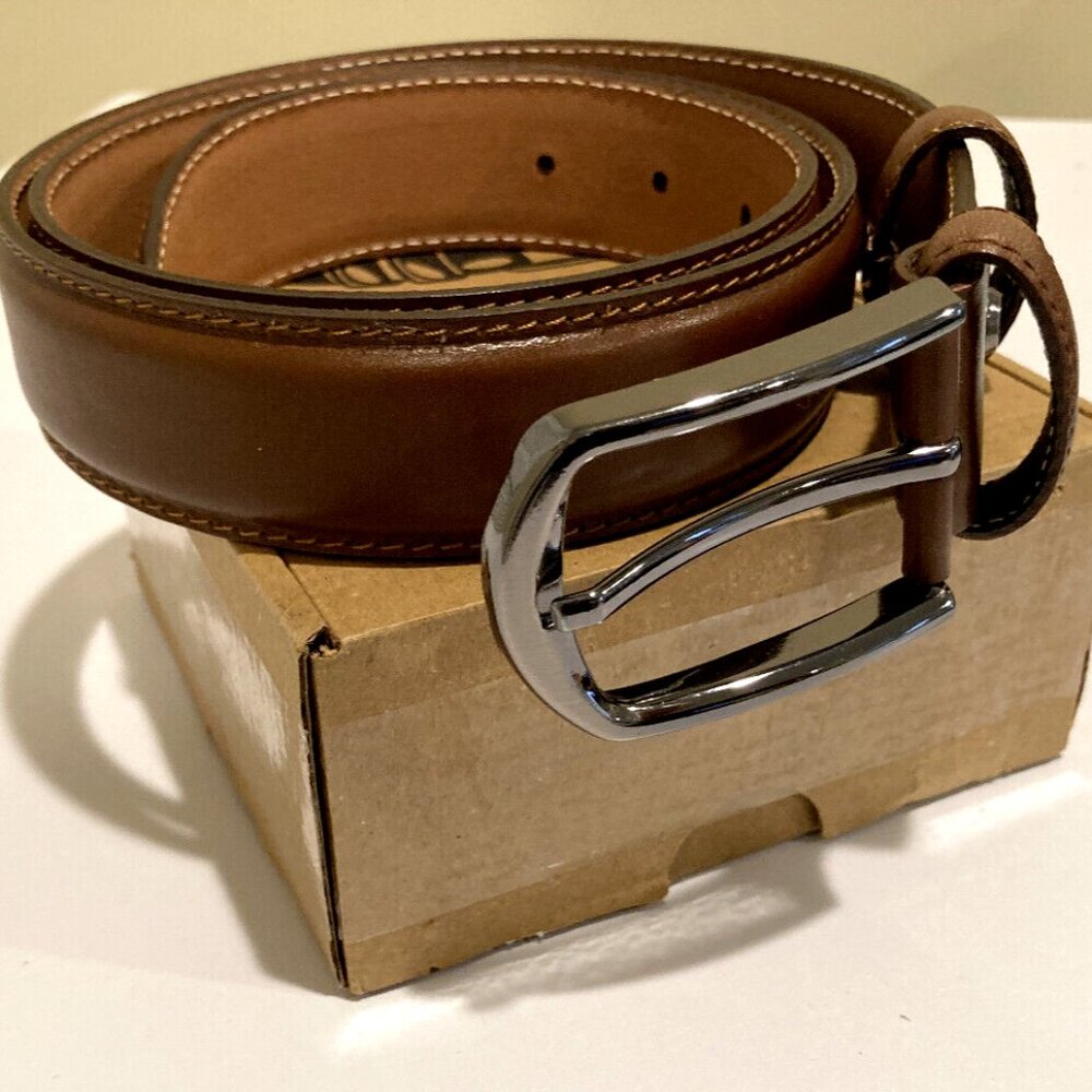 Brand New - Handmade Genuine Leather Brown Dress Belt Men - Size 34